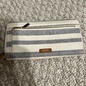 Zip Around Canvas Fossil Wallet